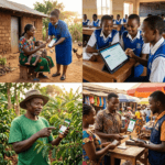 AI social impact Africa - mother, student, farmer, youth benefiting from AI programs