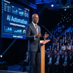 Diomede Sabushimike CEO of Top AI Africa delivering keynote presentation on AI automation at major technology conference in Africa